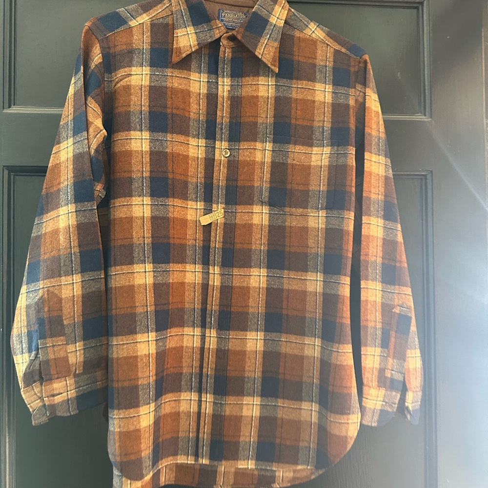 Pendleton Brown Casual Button Down Shirt Virgin W… - image 1